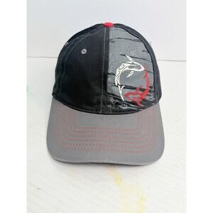 Crazy Shirts Fishing Hat Marlin Swordfish Black Gray Red Adjustable Cap